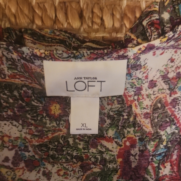 LOFT Paisley Button Down Shirt - Green and Purple - Picture 2 of 10